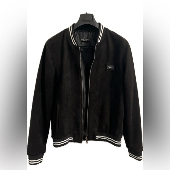 Dolce cabbana stripe trim suede bomber jacket for men - Picture 6 of 8